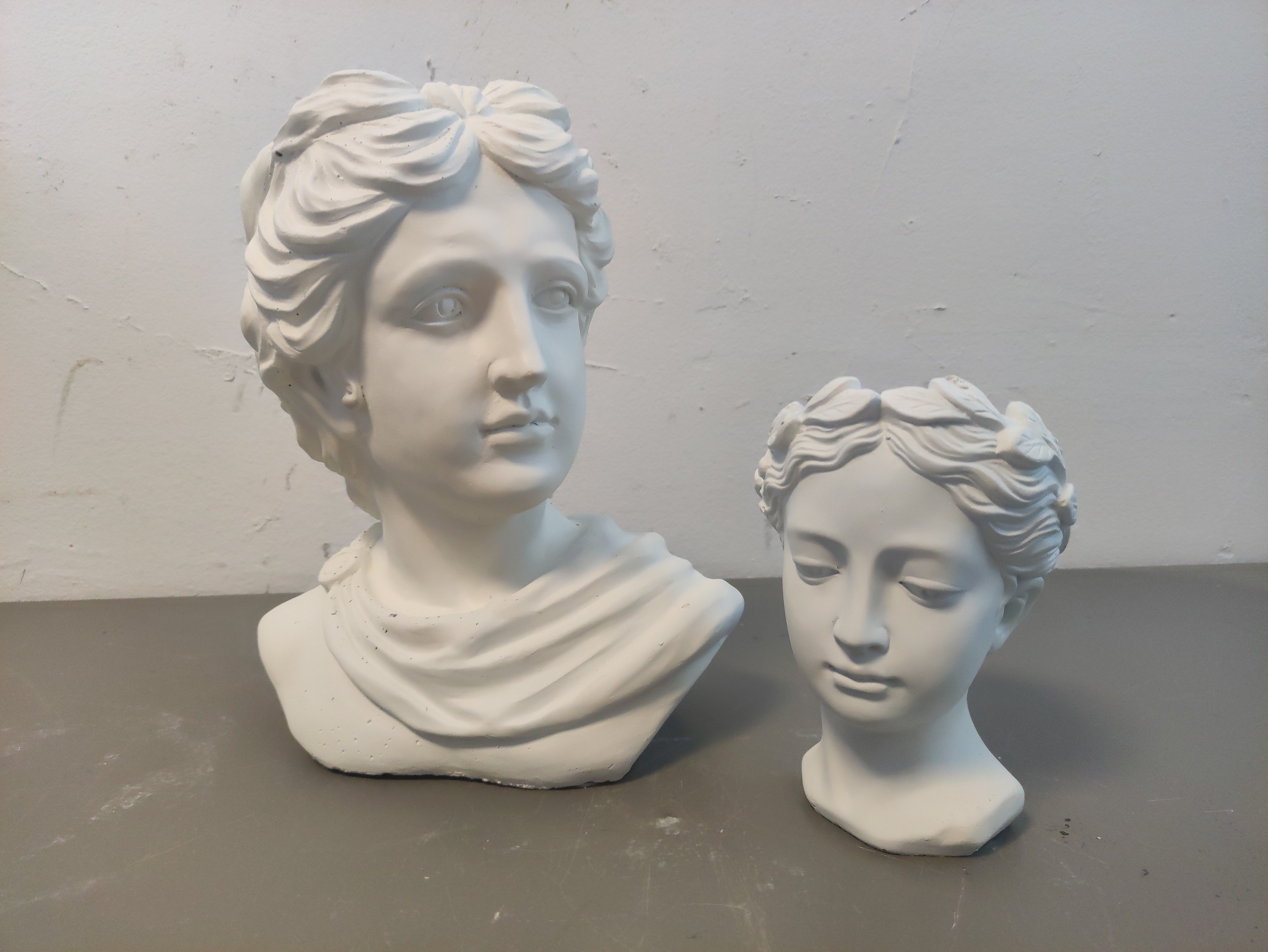 busto cabeza maceta escultura yeso 28x23x15 1u